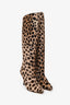 Manolo Blahnik Brown/Black Pony Hair Kitten Heel Knee High Boots Size 36.5