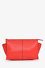 Celine Red Leather Trifold Clutch with Chain