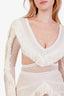 PatBO Beige Mesh Cut-out Fringe Mini Dress Size 4