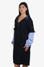 Golden Goose Navy Wool Distressed Overlayed Dress Size L