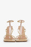 Bottega Veneta Beige Leather Stretch Strap Leather Wedge Sandals Size 40
