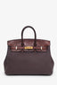Hermès 2021 Bourgogne Togo Matte Alligator Birkin Touch 25 Rouge Sellier