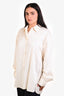 Loulou Studio Cream/Navy Pinstripe Linen Blend Shirt Size M