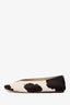 Le Monde Beryl White/Brown Calf Hair Regency Flats Size 37.5