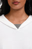 Brunello Cucinelli White Knit Beaded Ribbed Hooded Sweater Size L