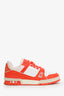 Louis Vuitton Orange/White Calfskin Monogram Trainer Sneaker Size 8 Men's