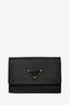 Prada Black Saffiano Leather Card Holder with Shoulder Strap
