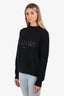 Balmain Navy Wool-Blend Sparkle Logo Crewneck Sweater Size 34