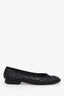 Pre-loved Chanel™ Black Aged Calfskin Quilted CC Cap Toe Ballerina Flats Size 35.5
