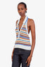 Veronica Beard Blue/Cream/Brown Cotton Knit Halter Tank Size M