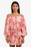 MISA Los Angeles Pink Ruffled Off-The-Shoulder Mini Dress Size S