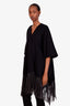 Weekend Max Mara Black Virgin Wool Fringed Carina Kimono Sleeve Coat Size 2