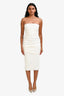 Alex Perry White Leather Strapless Ruched Body-Con Midi Dress Size 2