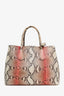 Sac cabas double Prada en python marron/rose avec bandoulière
