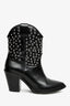 The Kooples Black Leather Silver Stud Western Boots Size 38