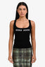 Miu Miu Black/White Ribbed-Knit Logo Tank Top Size 36