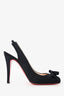 Christian Louboutin Black Satin 'Nooka 100' Slingback Pumps Size 37