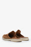Loro Piana Brown Suede Leather and Shearling Bottillons Open Walk Loafers Size 40.5
