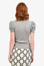 Red Valentino Grey Wool Turtleneck Fleece Puff Shoulder Top Estimated Size S