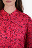 Alice & Olivia Pink/Black Textured Floral Print Button Up Shirt Estimated Size S