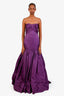 Marchesa Purple Dropped Waist Strapless Tiered Gown Size 6