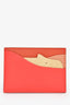 Hermès Red Mysore Goatskin 'Histoire Naturelle' Card Holder With Lizard Leather