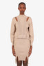 Jonathan Simkhai Taupe Wool-Blend Knit Ribbed Sweater + Midi Skirt Set Size XS/S