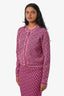 Versace Pink/Black Greca Wool Blend 'La Greca' Cardigan Size 40