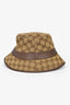 Gucci GG Supreme Canvas Brown Leather Bucket Hat