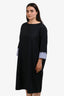 Sofie D'Hoore Black Cotton Long Sleeve Striped Cuff Sleeve Dress Size 38