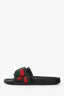 Gucci Black Rubber Vintage Web Bow Slide Sandals Size 36