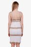 Pre-loved Chanel™ White/Gold Metallic Beaded Pearl Embellished Sleeveless Midi Dress Size 42