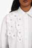 Maje White Cotton Floral Embellished Button Down Shirt Size 1