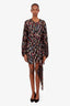 Saint Laurent Black Sheer Silk Lurex Multicolour Detailed Mini Dress Size 38