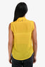 Sandro Yellow Lace Sheer Sleeveless Collared Top Size 1