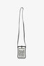 Max Mara White Canvas Black Leather Trimmed Crossbody Phone Case
