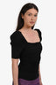Frame Black Ruched Square Neck Betty Top Size XS