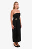 Acler Black Strapless Silver Pleat Detail Midi Dress Size 6 US
