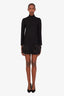 Louis Vuitton Black Wool Turtleneck Feather Trim Mini Dress Size S
