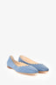 Chloe Blue Lambskin Leather Scallop-Edge Ballerina Flats Size 38.5