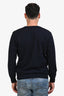 Pal Zileri Navy Blue Virgin Wool Check V-Neck Cardigan Size 52 Mens