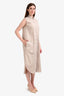 Brunello Cucinelli Beige Silk Linen Sequin Embroidered Button Down Dress Size M