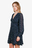 Maje Navy Horse Print Skater Long Sleeve Mini Dress Size 34