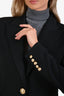 Balmain Black Padded Shoulder Single Gold Button Blazer Size 40