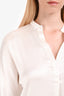 Vince White Silk Long Sleeve V-Neck Top Size XS