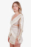 PatBO Beige Mesh Cut-out Fringe Mini Dress Size 4