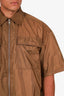 Prada Brown Nylon Zip-up Short Sleeve Shirt Size L Mens