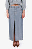 Darkpark Silver/Blue Denim Slit Midi Skirt Size 28