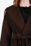 Simkhai Brown Wool Blend Fringe 'Rowen' Belted Jacket Size Small
