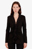 Moschino Black Ruffle Stretch Shirt with Gold Zipper Size 40